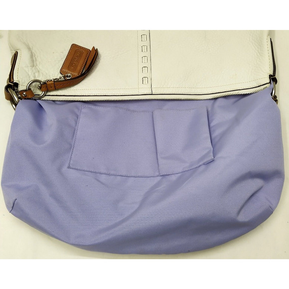 Coach White Pebbled Leather Zipper Closure Hobo Shoulder Bag - Picture 10 of 16